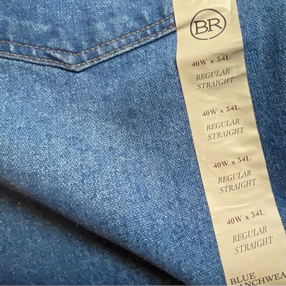 Blue Ranchwear men’s regular straight jeans 40x34 NWT - Picture 7 of 12